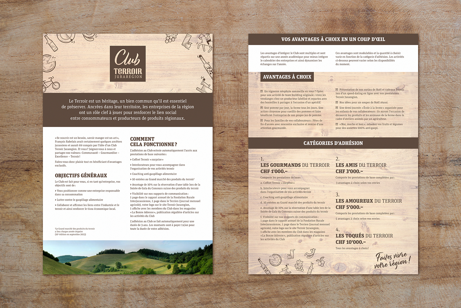 Club Terroir Juraregion. Design d'une brochure. Plaquette Web. Club Terroir Juraregion. Design d'une brochure. Plaquette Web.