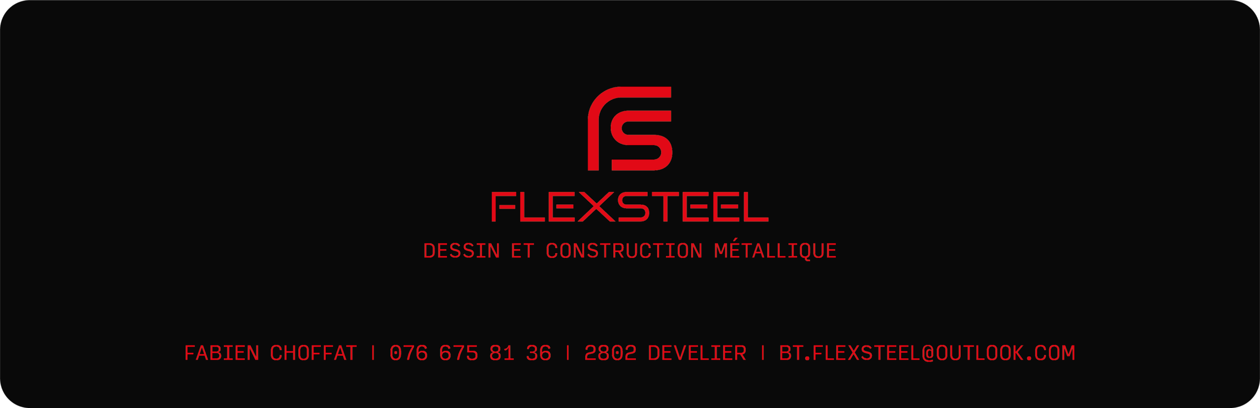 Flexsteel-Construction-Metallique-Signature-Mail Flexsteel. Entreprise de construction métallique. Identité visuelle.