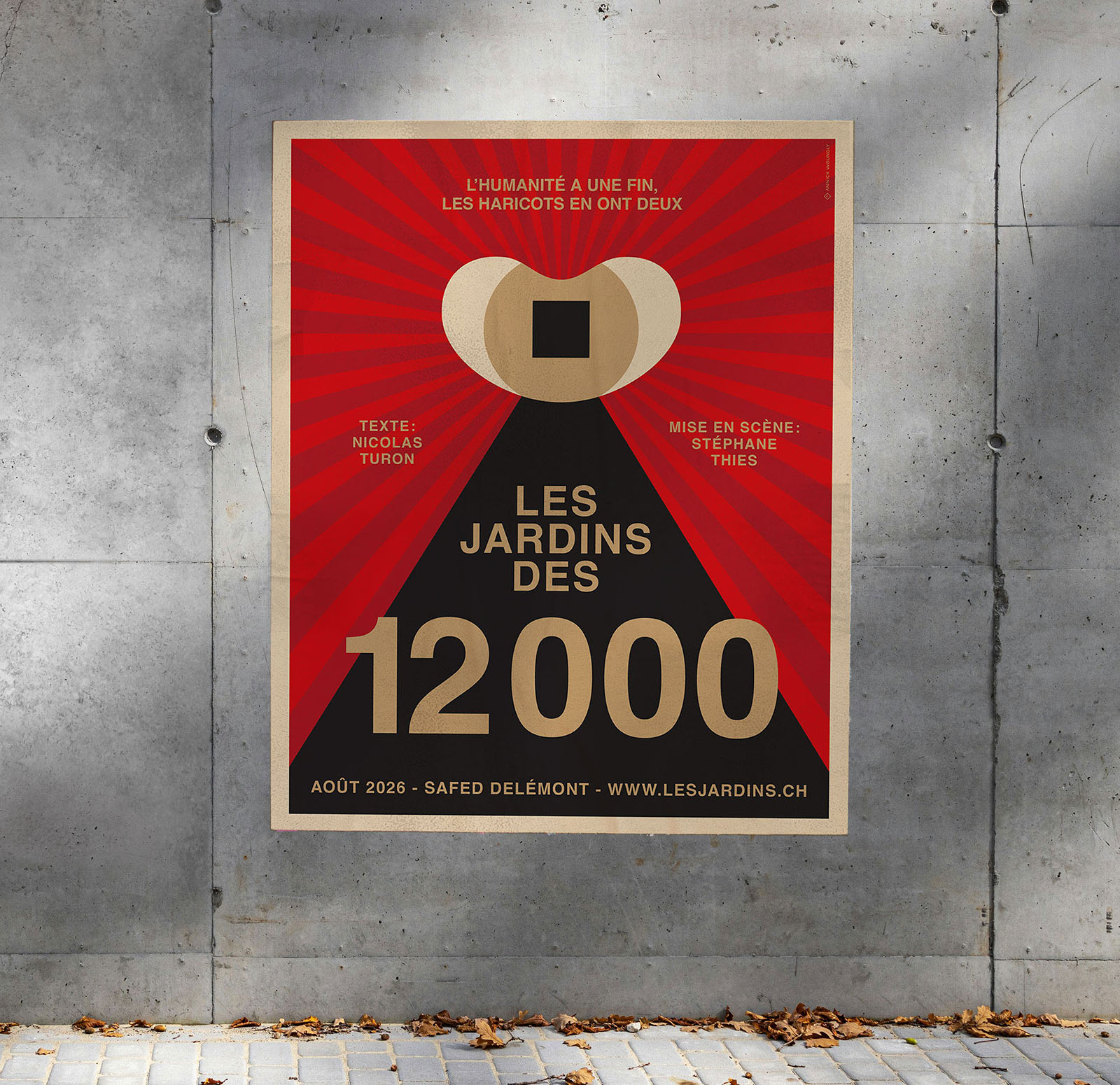 Les Jardins des 12000. Affiche de théâtre. Confrérie des Jardiniers. Delémont. Mise en scène Stéphane Thies. Texte Nicolas Turon. Les Jardins des 12000. Affiche de théâtre. Confrérie des Jardiniers. Delémont. Mise en scène Stéphane Thies. Texte Nicolas Turon.