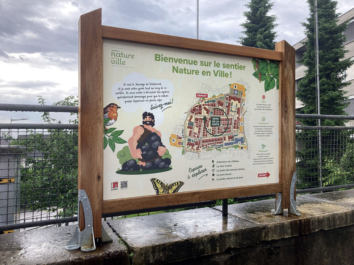 Sentier Nature en Ville. Delémont. Design de panneaux didactiques. Annick Woungly.