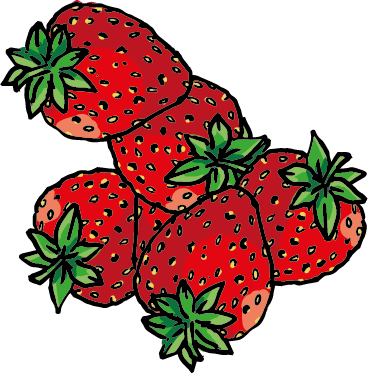 Illustration de fraises pour les étiquettes des yogourt drinks de l'Association Broquet-Leuenberger. Movelier. Design: Annick Woungly.