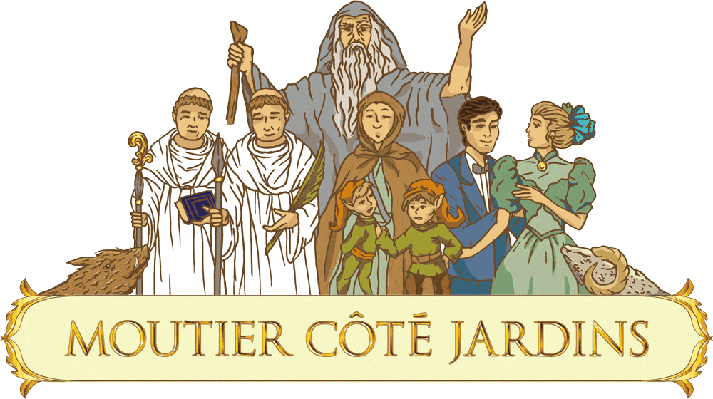 Logo et personnages du spectacle Moutier côté Jardins. Delémont 2022. Design Annick Woungly.