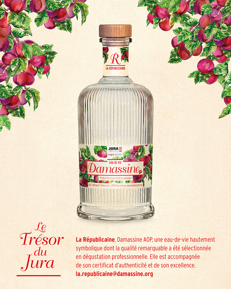 Fête de la Damassine AOP. Affiche, flyers et supports de communication. Annick Woungly Designer. Eau-de-vie La Républicaine.