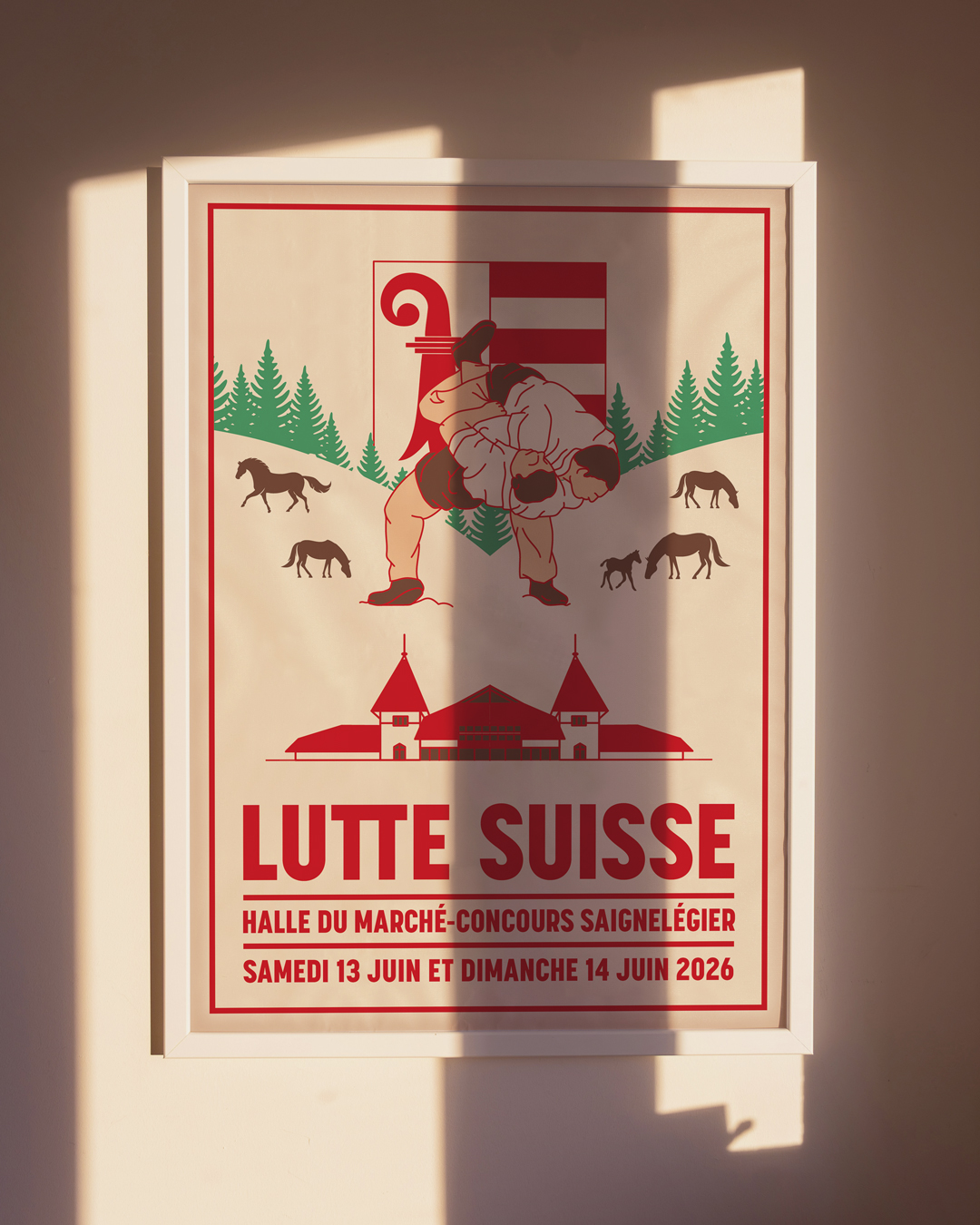 Fête Cantonale jurassienne et Romande de lutte suisse. Affiche et supports de communication visuelle.