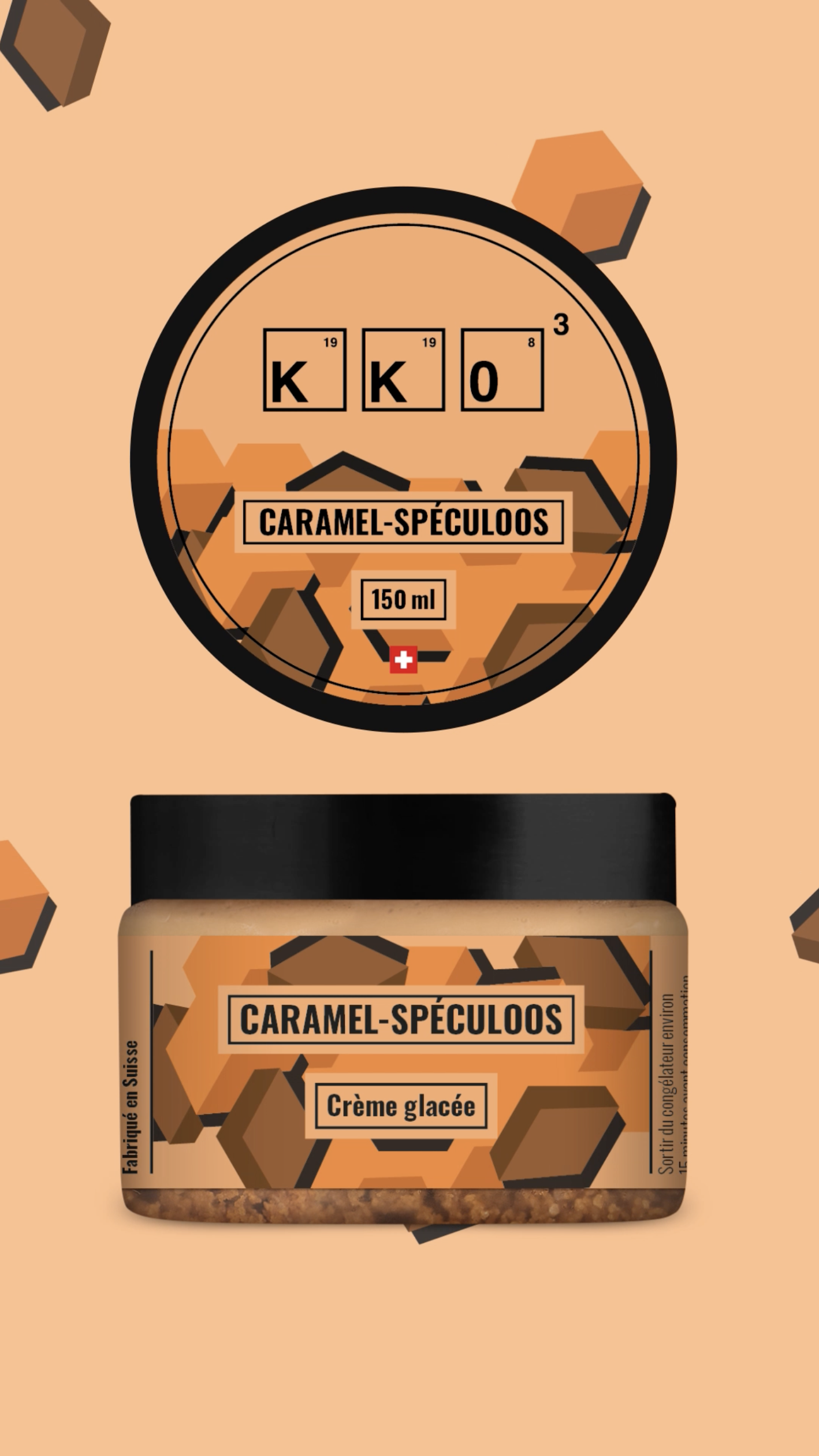KKO3. Chocolaterie. Design packaging des pots de glace. Annick Woungly.