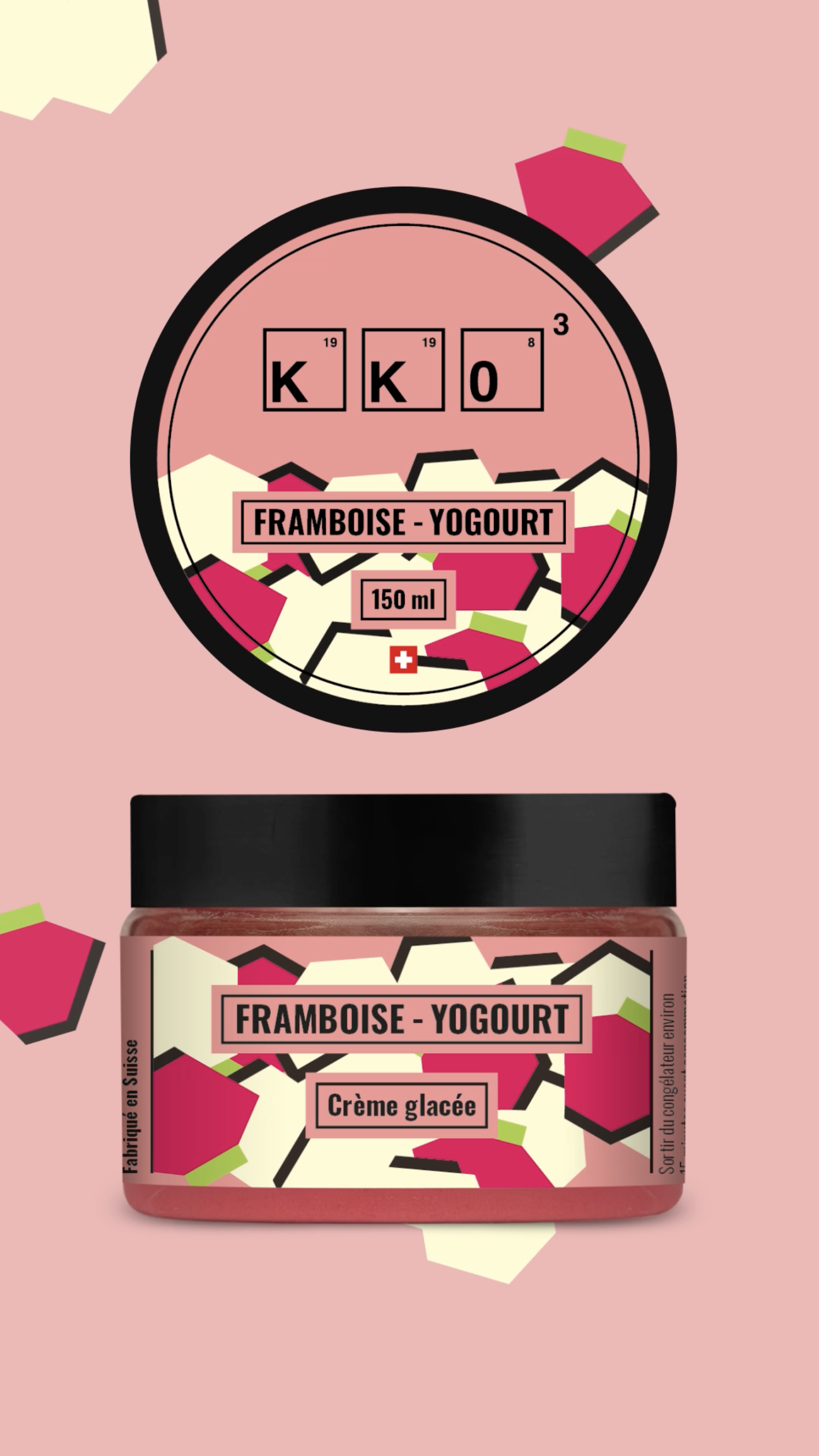 KKO3. Chocolaterie. Design packaging des pots de glace. Annick Woungly.