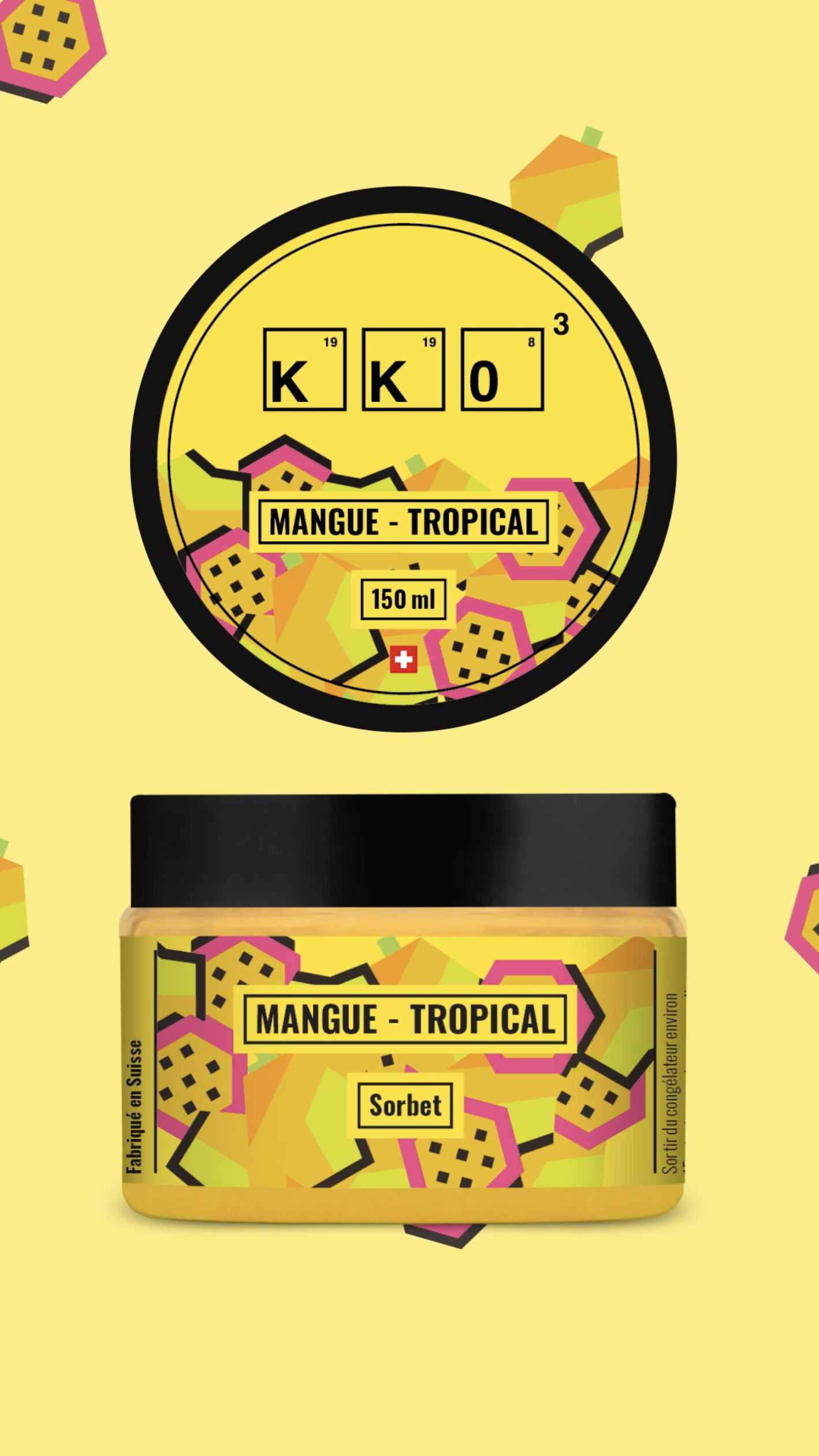 KKO3. Chocolaterie. Design packaging des pots de glace. Annick Woungly.