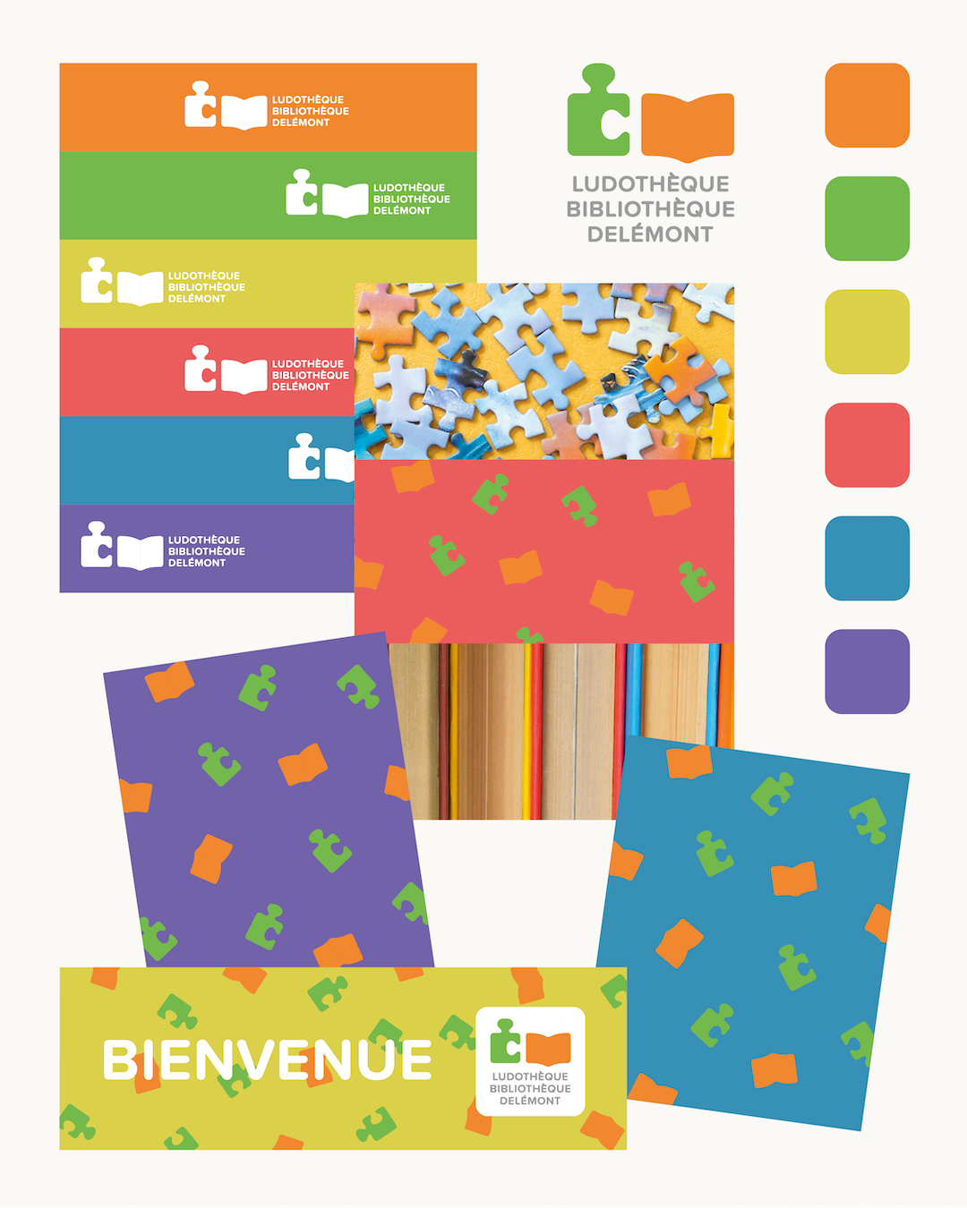 Ludothèque et Bibliothèque de Delémont. Identité Visuelle. Annick Woungly.