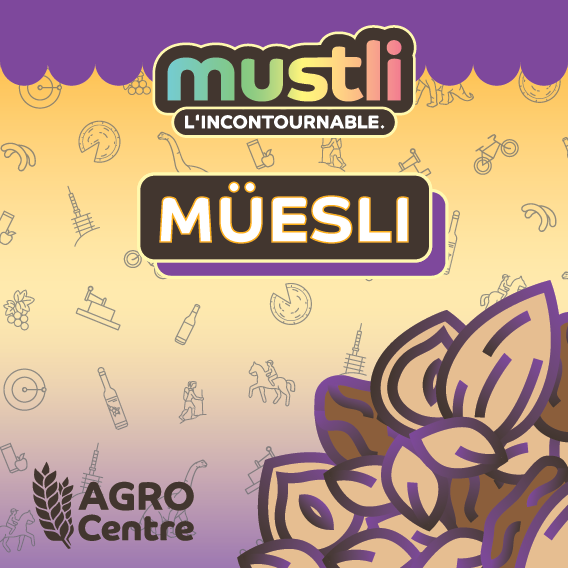 Mustli. Muesli. Design packaging. Agrocentre Courtételle. Annick Woungly.