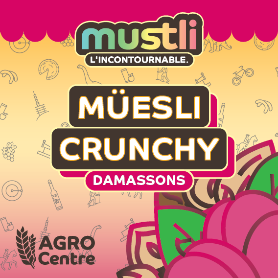 Mustli. Muesli. Design packaging. Agrocentre Courtételle. Annick Woungly.